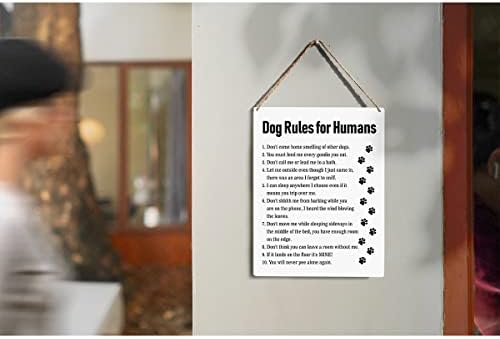 Regras de cães para humanos signo de madeira amantes de cães sinais de madeira signos rústicos pendurados em casa