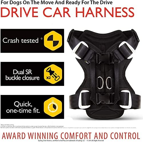 Ezydog Drive Segurança Segurança Viagem CARRO DE CARRO - CRASH Testado - Vesto de restrição de veículo premium para proteção