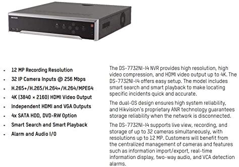 Hikvision DS-7732NI-I4-2TB 32 Channel 4K 12MP Smart incorporado plugue e reproduzir NVR com alarme e E/S de áudio, versão dos EUA,