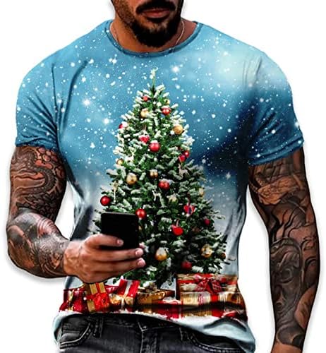 XXBR Christmas Soldier Camisetas de manga curta para homens, Natal Tree Tree Tree Crewneck Tee Tops Home Party Casual Tshirt