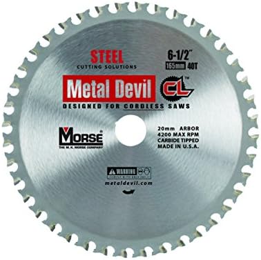 MK MORSE CSM6504020CLSCC Metal Devil Cl Blade Circular SAW, para serra sem fio, diâmetro de 6-1/2 polegadas, 40 tpi, arbor
