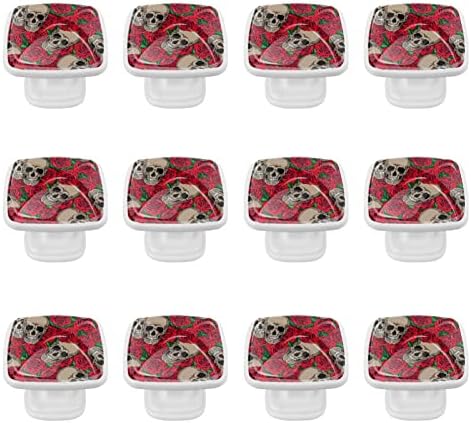 TBOUOBT 12 MONOTOS DE CABELO DE COZINHA PATOS, botões de gaveta para porta moderna de móveis de armário, flores de açúcar flores vermelhas rosa