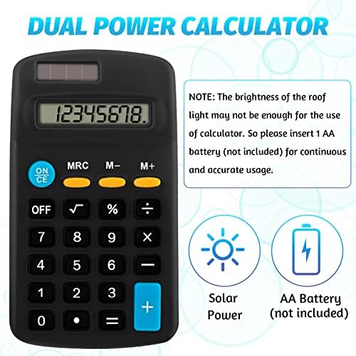 72 peças calculadora de tamanho de bolso calculadoras básicas preto bateria solar Mini calculadora de 8 dígitos calculadora de desktop