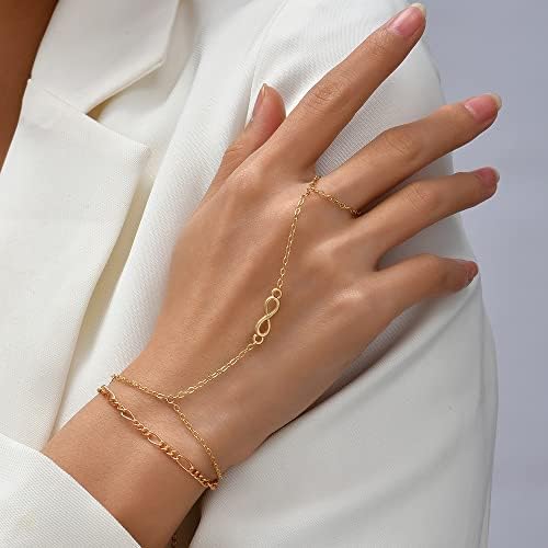 Pulseira de anel de dedo pulseira de anel de corrente de mão para mulheres para mulheres pulseiras de mão jóias para meninas