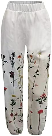 Grge beuu feminino calça de carga feminina linho casual calça de harém imprimida bainha perna larga calça calças calças com bolsos
