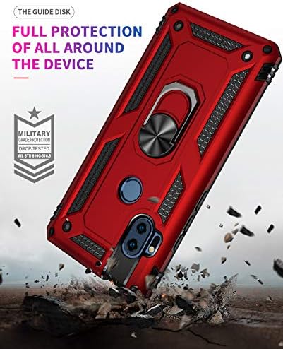 EasylifeGo para Motorola One Hyper Kickstand Case com protetor de tela Vidro temperado [2 peças], Hybrid Hyster Duty