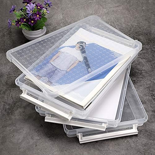 Hipiwe 3 Deck Clear A4 Arquivo Caixa, caixa de projeto portátil empilhado, suporte de contêiner de arquivos de mesa, documentos de material de escritório de escritório organizador de papel Caixa de armazenamento de revista de plástico