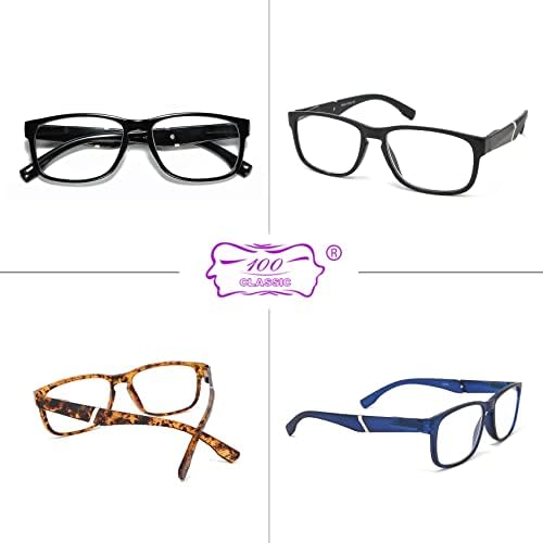 100 clássico 4 pacote de óculos retangulares de leitura de mola de mola de molduras Frames tradicionais Óculos para