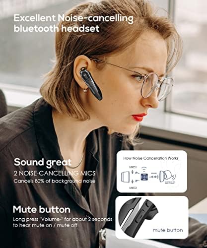 Fone de ouvido Bluetooth do Micool Trucker, cancelamento de ruído, tempo de conversação de 30h, 12g Ultra Light, fone de ouvido Bluetooth de mãos livres para telefones celulares/PC, fone de ouvido de fone de ouvido de ouvido único sem fio