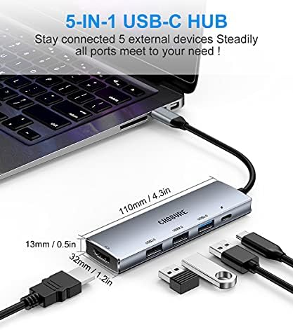 Bundle, Chure 5 em 1 USB C Hub+Ethernet, HDMI 6 em 1 USB C Hub