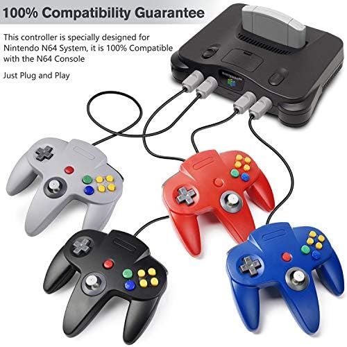 4 Pack 64 Controller, InnExt Wired Gamepad Joystick [3D Analog Stick] para 64 - Plug & Play