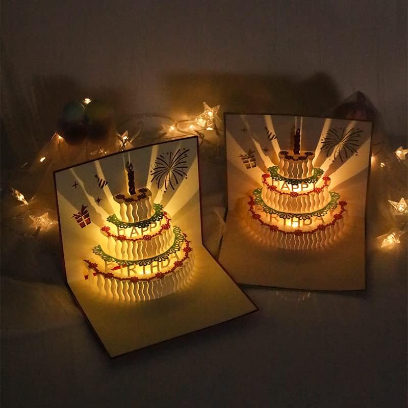 Paper Spiritz Music & Light Birthday Pop -Up Card - Plays Feliz Aniversário para você - Cartão de Saúde Musical Birthday
