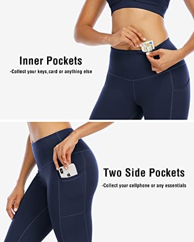 Leggings de Chrisure com bolsos para mulheres, calças de ioga de controle de barriga de cintura alta