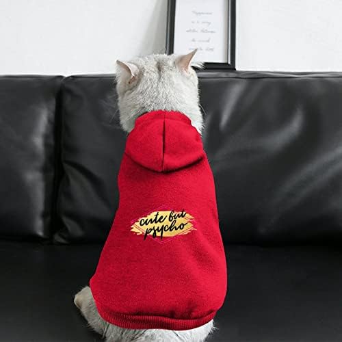 Capuz de cachorro fofo, mas psicopata, moletom com impressão de chapéu para cães roupas de gato fofo traje de inverno, vermelho