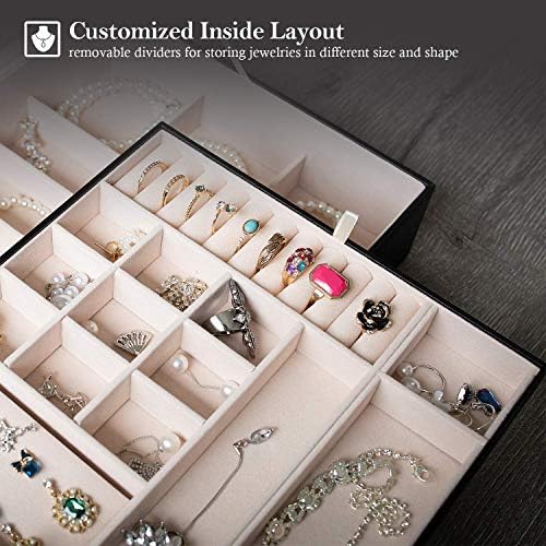 Caixa de jóias procase para mulheres meninas namorada esposa pacote de presentes ideal com bandejas de caixa de organizador de jóias com tampa de vidro para mulheres mulheres esposa