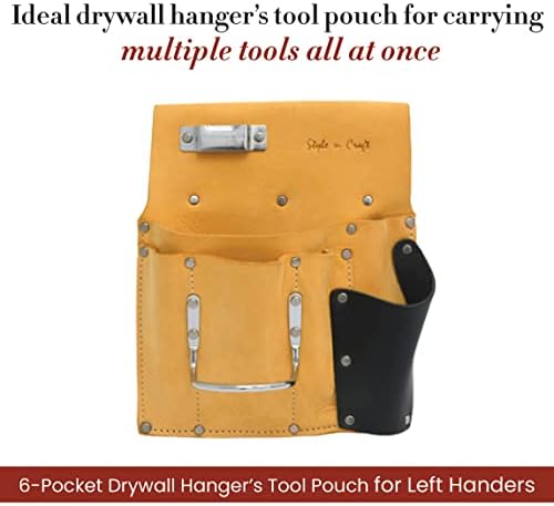 Estilo n Craft Bolsa de ferramentas do cabide de drywall de 6 bolsos, bolsa de ferramenta de couro pesada, bolsa de couro