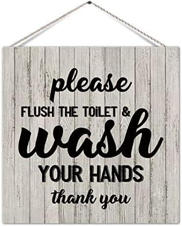 Paletes engraçados de banheiro, por favor, lave o banheiro e lave as mãos das mãos Motivational Worth Pegimento Família Sign