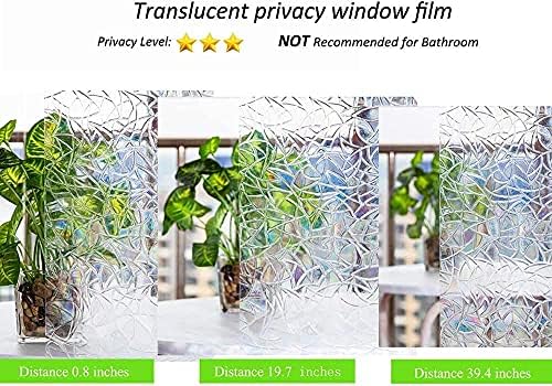 Niviy Rainbow Window Film Privacy Janela Adesivo Vinil 3D Janela decorativa ABAIXO DO JANEIA REMOVABLE DE REMOVABILIDADE para