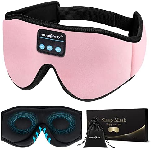 Máscara de sono Bluetooth Musicozy Sleep Bluetooth, Máscara de olho para dormir respirável 3D para homens adormecidos