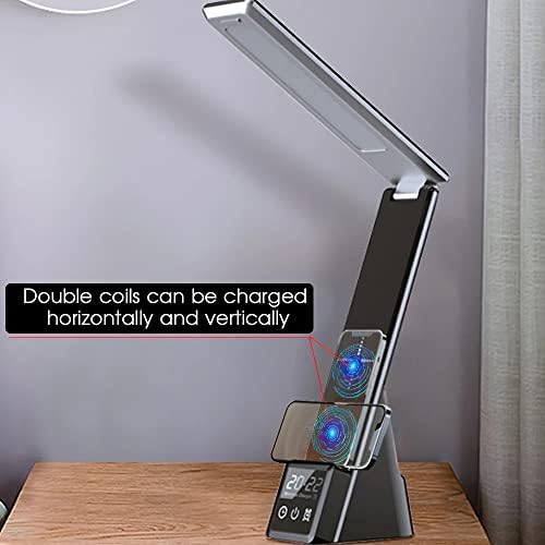 Lâmpada de mesa LED GENIGW 3 em 1 Lâmpada de mesa multifuncional 3 Nível reduzido Fast Qi Carregador Interior Dobragem Luz de leitura