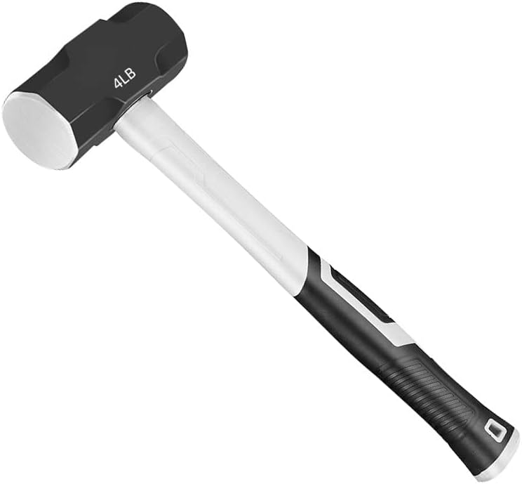 Willikiva Sledge Hammer 4lb Forjamento de aço inoxidável com alça de fibra TPR de 12,8 polegadas