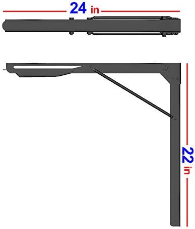 Suportes de plataforma dobrável e preto de 24 polegadas de 24 polegadas, suporte de prateleira dobrável montada em aço ajustável, carga máxima 550lb