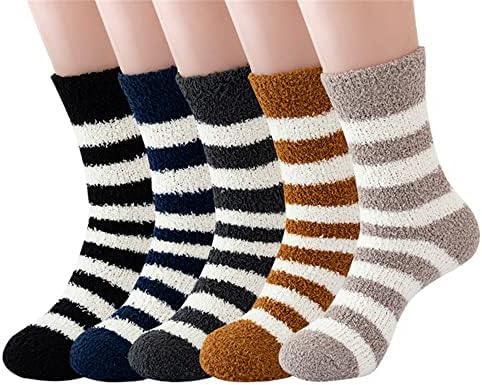 Meias masculinas Sawqf listradas de pelúcia de piso quente de piso quente outono inverno macio aconchegante casual tubo médio meias meias meninos