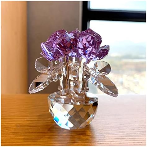 Puqqi 6 cores Crystal Glass Rose Flores Figuras de Buquê Debulpição de Buquê Decors de Ornamento de Casamento Decors de casamento