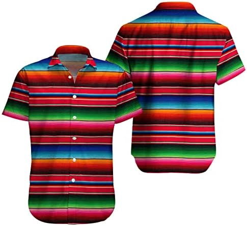 Cinco de Mayo Fiesta roupa mexicana de manga curta camisa havaiana de camisa para baixo para homens mulheres