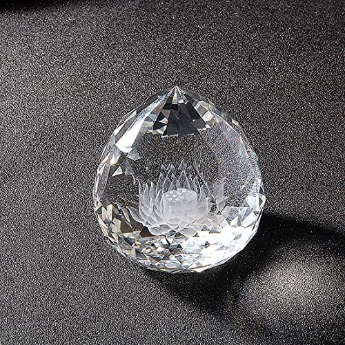 Longwin 3d escultura lótus bola de cristal prisma 60mm de vidro facete fenngshui bola de papel de papel de dica de decoração