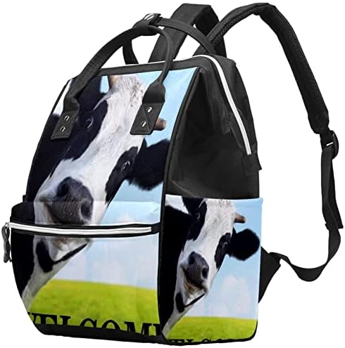 Mochila VBFOFBV Backpack, grandes sacos unissex, pacote de viagens de volta para mamãe para pais, Welcome Farm Dairy Cow