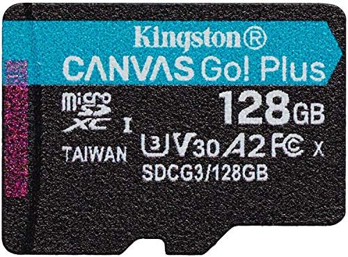 Kingston 128 GB Microsd Canvas Go Plus Card com o adaptador Funciona com o pacote GoPro Hero 10 Class 10, V30, A2, SDXC com tudo,