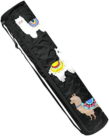 Cartoon Llama Yoga Mat Bags Full-Zip Yoga Carry Bag for Mulher Men, Exercício portador de tapete de ioga com cinta ajustável
