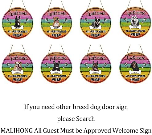 Malihong Todos os hóspedes devem ser aprovados pela placa de boas -vindas de madeira de cachorro para a porta da frente da porta de gato de gato cães da varanda decoração de cães de cães de cães Rainbow Signing Sign 12