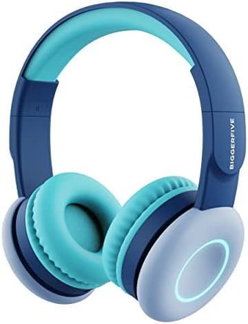 Fones de ouvido Bluetooth sem fio BiggerFive com 7 luzes LED coloridas, reprodução de 50h, microfone, 85dB/94dB Volume Limited,