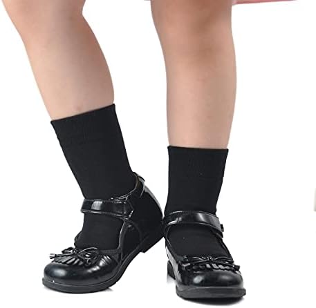 Epeius Girls Meia meias sem costura Cotton School Dress Socks Kids Boys Crew 6 pacote