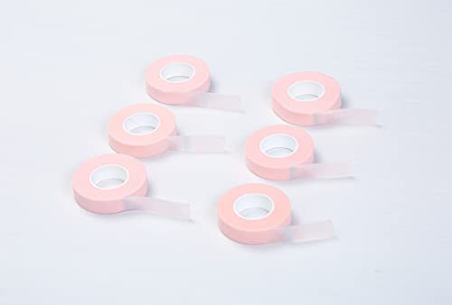 Fita de cílios I -laesh para extensões de cílios - fita de extensão de cílios para pele sensível - fita de tecido respirável microporosa - 6 rolos - 1/2 '' x 10 jardas/roll - rosa