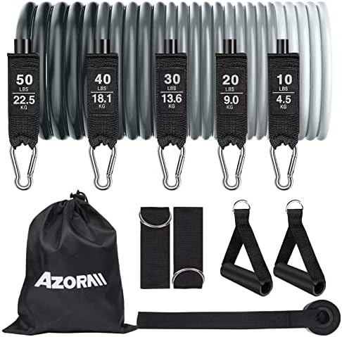 Conjunto de bandas de resistência do Azorall, cinto de tensão esportivo de 150 libras, com âncora, maçaneta e bolsa de porta, usada