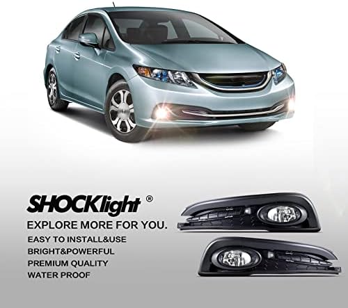 Luzes de nevoeiro de direção de choque compatíveis com 2013 2014 2015 Honda Civic Driving Fog Lamps + Switch