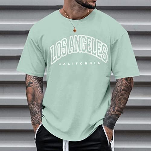 ZDDO Men's Short S-shirts Street Summer Street Letter elegante tripulação Crew Pesh Tee Tops Athletic Sports Casual Casual camiseta