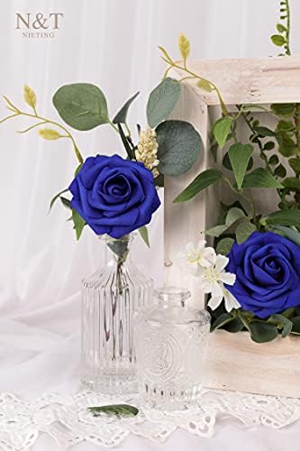 N & t nieting flores artificiais, flores falsas rosas perfeitas para buquês de noiva de casamento diy centerpieces peças do chuveiro