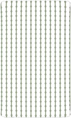 Folha de berço com tema de listras, lençol padrão de colchão de berço, lençol Ultra Material Baby para meninas meninas, 28 “x52”, pavão verde e branco