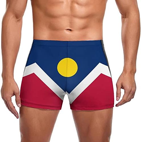 Bandeira de Denver Men's Square Pergui Trunks Sport Boxer Bathing Tise Summer Beach Brief Elastic Swardwear