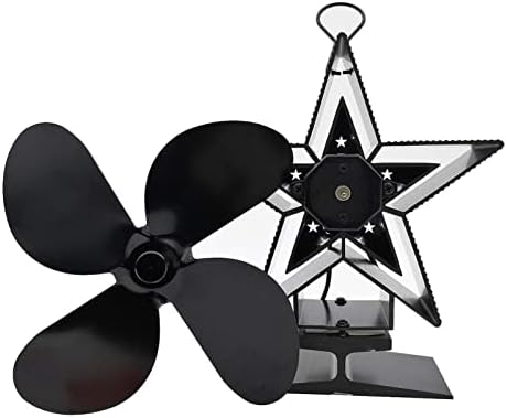 Syxysm Black Fireplace Fan 4 Blades Fan fogão a calor 1100rpm Log Wood Burner ECO Amigável Fan silencioso