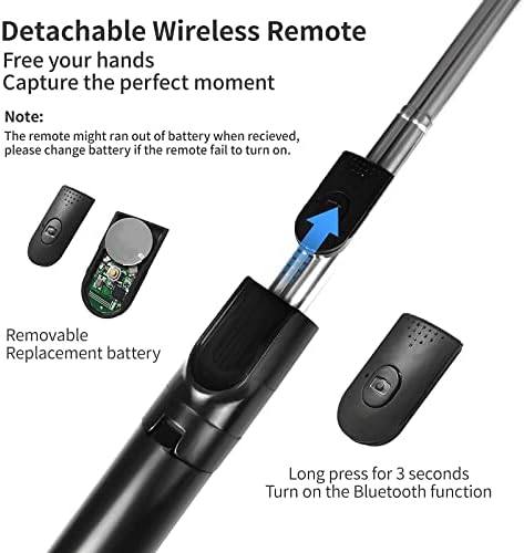 Selfie Stick com Bluetooth Remote Portable Extendível Tripod Stand compatível com smartphone iPhone e Android