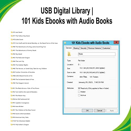 Biblioteca Digital USB | 101 eBooks infantis com livros de áudio em USB Flash Drive | Presente de Livro ebook | Livros de formato