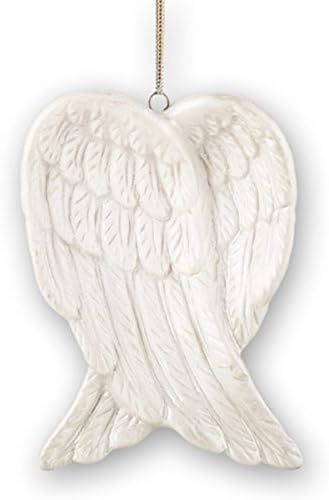 Angel Wings White Porcelain Christmas Ornament com cabide de ouro, 3 1/2 polegada, pacote de 12