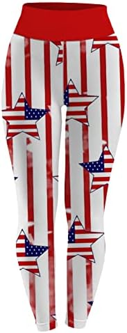 Aldeias de cintura alta para mulheres em 4 de julho Não Seja através da barriga atlética Control USA Flag Workout Pants