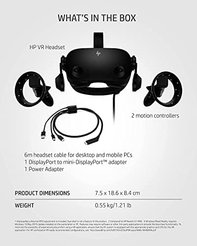HP Reverb G2 Realidade Virtual Headset V2 Controlador de versão, lentes ajustáveis ​​e alto -falantes da Valve, 2160