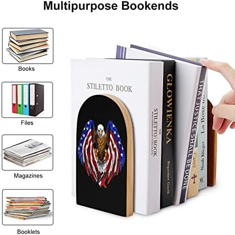 American Flag Wald American Wood Decorative Livros Livros não esquisitos End para prateleiras 1 par 7 x 5 polegadas